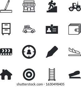 business vector icon set such as: forward, tag, abstract, job, highlighter, device, targeted, drive, objective, research, buying, post, structure, writing, estate, facade, machinery, wheel, assembly