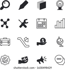 business vector icon set such as: appointment, red, retro, conversation, world, move, careful, table, magnify, find, bubble, lab, loupe, website, lens, pin, date, atom, growing, sticky, vacancy