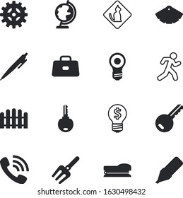 business vector icon set such as: briefcase, cellphone, spectrum, nature, phone, secret, runner, progress, scheme, receiver, writing, holding, global, baggage, marathon, logo, layout, ball, secretary