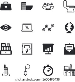 business vector icon set such as: machine, fast, price, learning, receiver, job, ticket, board, worker, stock, water, speak, text, thin, glass, professional, communicate, corporate, studying
