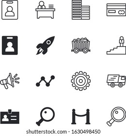 business vector icon set such as: stair, coal, corporate, launch, deliver, suit, statistic, moving, promotion, voice, loudspeaker, transmission, gate, text, diagram, miner, safety, coffee, frame