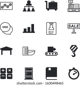 business vector icon set such as: weather, speak, access, library, transport, big, bar, crane, room, camera, ticket, check, glass, contact, tools, lanyard, minute, real, laptop, bank, measure