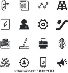 business vector icon set such as: gear, education, index, help, close, headphone, vision, search, avatar, store, career, newsletter, multifunction, speed, penny, report, agent, graphs, female