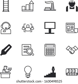 business vector icon set such as: shovel, delivery, center, up, ad, invention, robotic, discovery, sport, find, successful, hiring, high, path, write, goals, suit, station, finance, advertisement