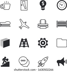 business vector icon set such as: cellphone, shop, promotion, horn, speed, rocketship, pin, wing, hot, creativity, energy, restaurant, speaker, ring, protest, board, pattern, conversation, number