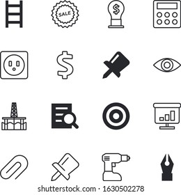 business vector icon set such as: metal, research, ocean, inspiration, clock, button, decoration, find, frame, banner, magnifying, derrick, alarm, water, luxury, fitness, special, time, lamp