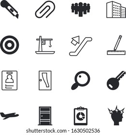 business vector icon set such as: prescription, contact, airline, development, crane, frustration, standing, magnification, pain, tag, estate, sick, high, teamwork, way, arrow, index, heavy, finger