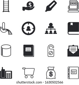 business vector icon set such as: writing, diesel, organisation, mining, highlighter, line, man, customer, collection, pen, manufacturing, front, notification, device, up, quiet, e-mail, notice
