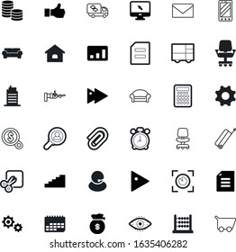 business vector icon set such as: power, targeting, address, interface, shopping, trailer, buttons, engineering, gears, stairs, step, trade, mail, comfortable, boarding, ui, abacus, label, view