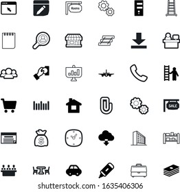 business vector icon set such as: depot, director, sticker, storefront, baggage, calendar, handle, paperclip, case, eps, watch, give, logo, warehouse, center, countdown, network, click, pad, working