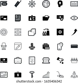 business vector icon set such as: meet, machine, blue, ink, notes, pay, global, formal, continent, profit, organic, dollar, month, call, tourist, mail, tie, membership, personal, energy, house