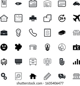 business vector icon set such as: zoom, rounded, image, progress, desk, heavy, cooperation, green, cost, debt, outdoor, dial, pen, metal, id, cog, tourism, searching, connection, warehouse, plane