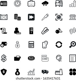 business vector icon set such as: real, date, change, audio, job, profit, trailer, american, contact, desk, moving, crane, logistics, case, wallet, post, article, authentication, plane, track, home