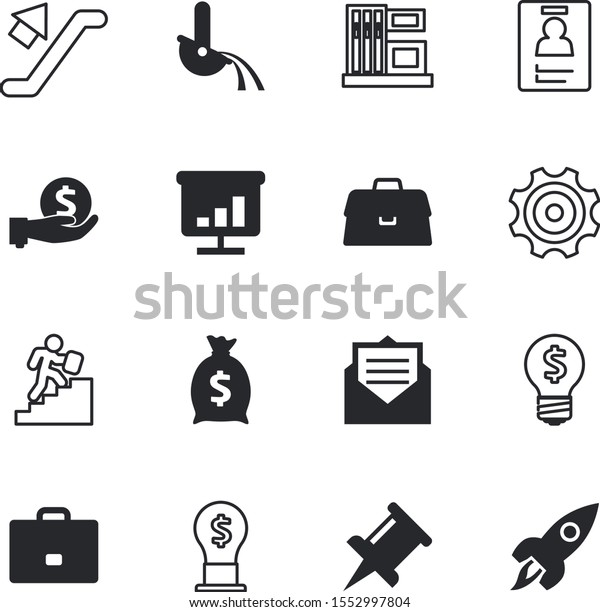 business vector icon set such as: start, security,\
factory, engine, car, notice, move, service, green, commerce,\
receive, thumbtack, strategy, empty, walk, mining, shopping, pin,\
market, growth