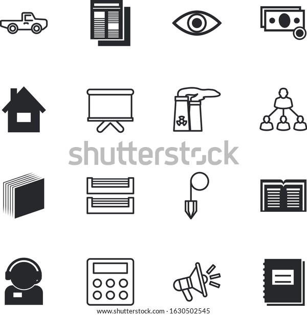 business vector icon set such as: stationery, report,\
info, telemarketing, microphone, van, auto, real, phone, wheel,\
vintage, feedback, organizer, reading, post, group, company,\
loudspeaker, box