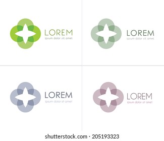 Business Vector Icons. Abstract symbol of life, energy, tranquility, stability, confidence, care. Brand visualization template. Logo template. Cosmetic labeling, medical / technology icons. Editable.