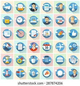 Business vector icons. Flat design vector set.