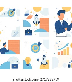 Conjunto de iconos y Ilustraciones de vectores de negocios: estrategia, finanzas, inicio, marketing, Tecnología y conceptos Corporativas