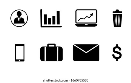 Business vector icons isolated on white background, vector icons for mobile and computer graphic design