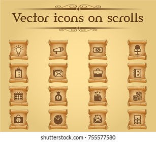 business vector icons on scrolls for your creative ideas
