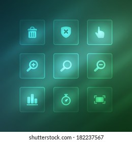 Business vector icons set light effect. Vector design elements for web and mobile design. Transparent effect easy replace background. 