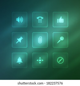 Business vector icons set light effect. Vector design elements for web and mobile design. Transparent effect easy replace background. 