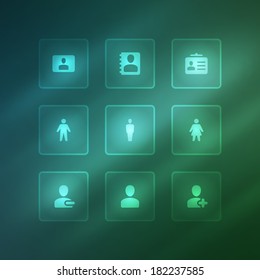 Business vector icons set light effect. Vector design elements for web and mobile design. Transparent effect easy replace background. 