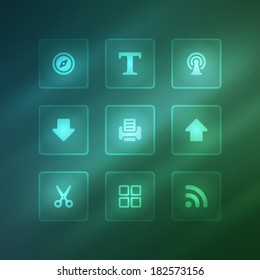 Business vector icons set light effect. Vector design elements for web and mobile design. Transparent effect easy replace background. 