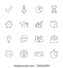 Business vector icons set, line style