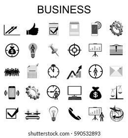 Business vector icons set for management, human resources, economic, communications, office and planning