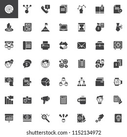 Business vector icons set, modern solid symbol collection, filled style pictogram pack. Signs logo illustration. Set includes icons as Target, Choice, Call, Documents, Graph, Newspaper, Online banking