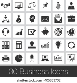 Business vector icons set, modern solid symbol collection, pictogram pack isolated on gray