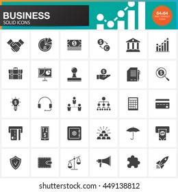 Business vector icons set, modern solid symbol collection, pictogram pack isolated on white, pixel perfect logo illustration