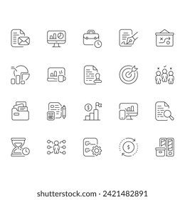 Business vector icons with thin line style