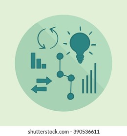 Business vector illustration. Graph icon. Chart icon. Diagrams isolated background. Business data market elements, dot, bar, pie, charts, diagrams, graphs. Business data market elements flat design.