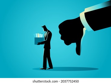 Business vector illustration of a hand doing thumb down, bad performance, rejection symbol