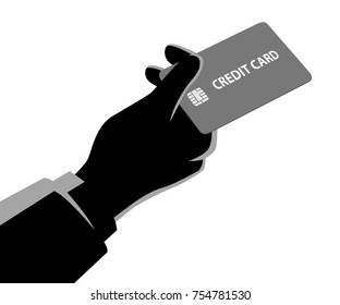 Business vector illustration of a hand giving a credit card