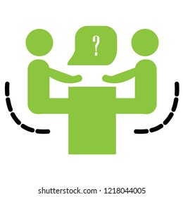Business vector illustration of a man being interviewed with Question mark