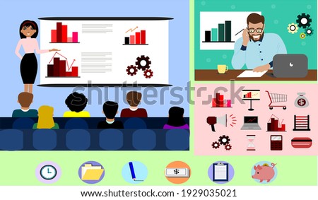 business vector illustration set and collection