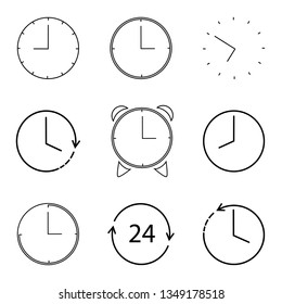 Business vector illustration. Time management. Watch, time symbol. Symbol collection. Vector linear icon set. Schedule icon set. Business success. Day time.