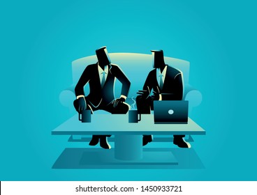 Business vector illustration of two businessmen having an informal meeting.