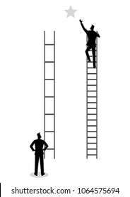 Business vector illustration of unfair competition, inequality or privilage in business concept