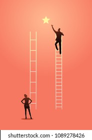 Business vector illustration of unfair competition, inequality or privilage in business concept