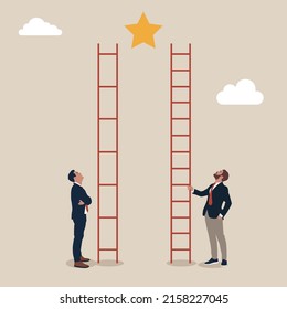 Business vector illustration of unfair competition between businessman, inequality or privilege in business concept