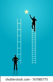 Business vector illustration of unfair competition, inequality or privilage in business concept