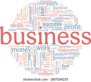 Business vector illustration word cloud isolated on a white background.