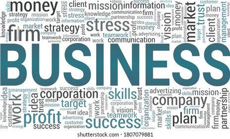 Business vector illustration word cloud isolated on a white background.