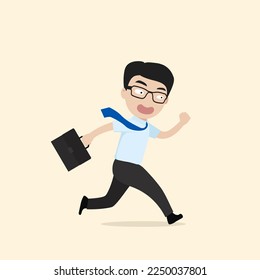 Business vector illustrations. Businessman running with briefcase