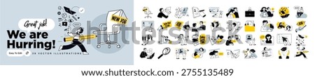 Business vector illustrations of human resources, career, job search, employment, CV and business skills. Concepts for graphic and web design, social media, business and marketing material.