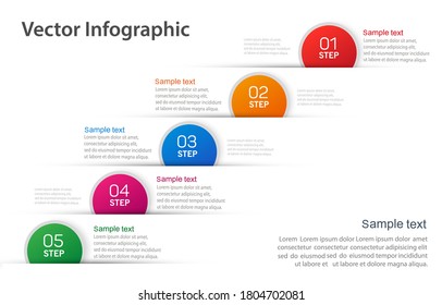  Business vector infographic with 5 steps, options, parts or processes for presentation